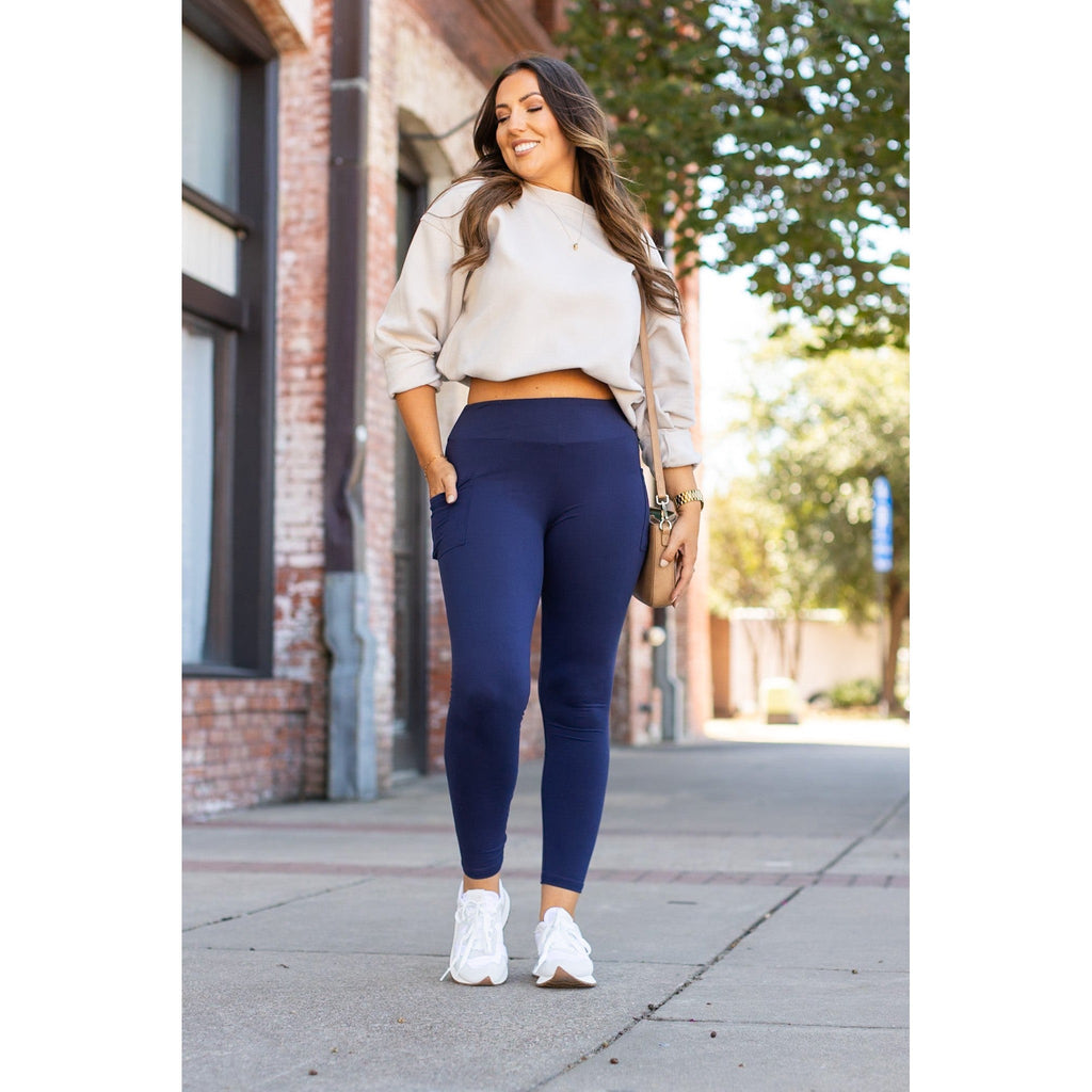 Nyla - Navy Full-Length with Pocket Leggings
