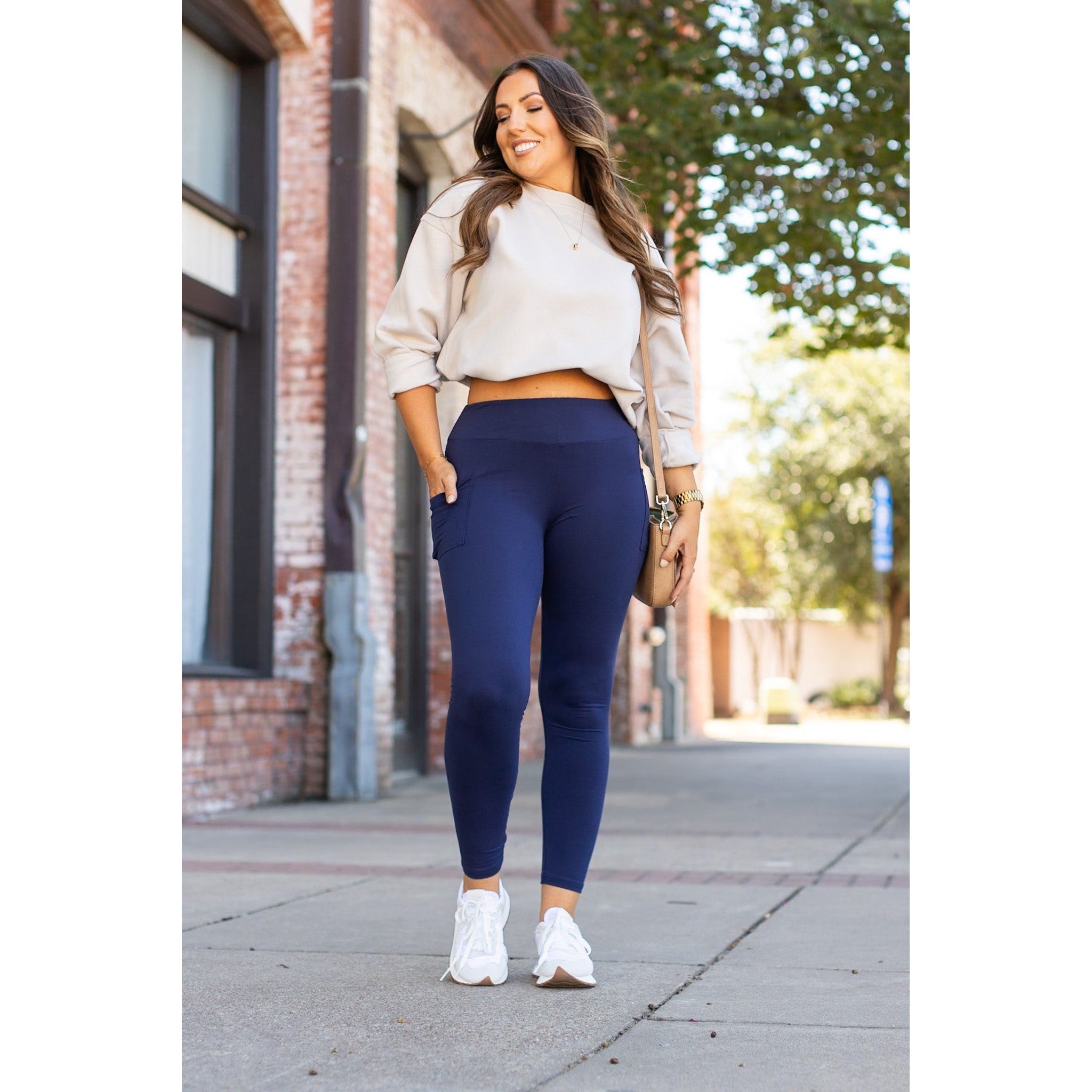 Nyla - Navy Full-Length with Pocket Leggings