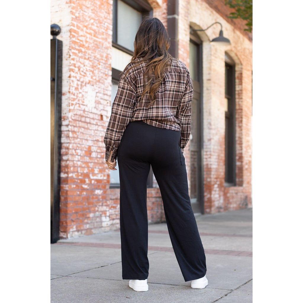 Brooke - Black Wide Leg Full-Length with Pockets - Luxe Leggings by Julia Rose®