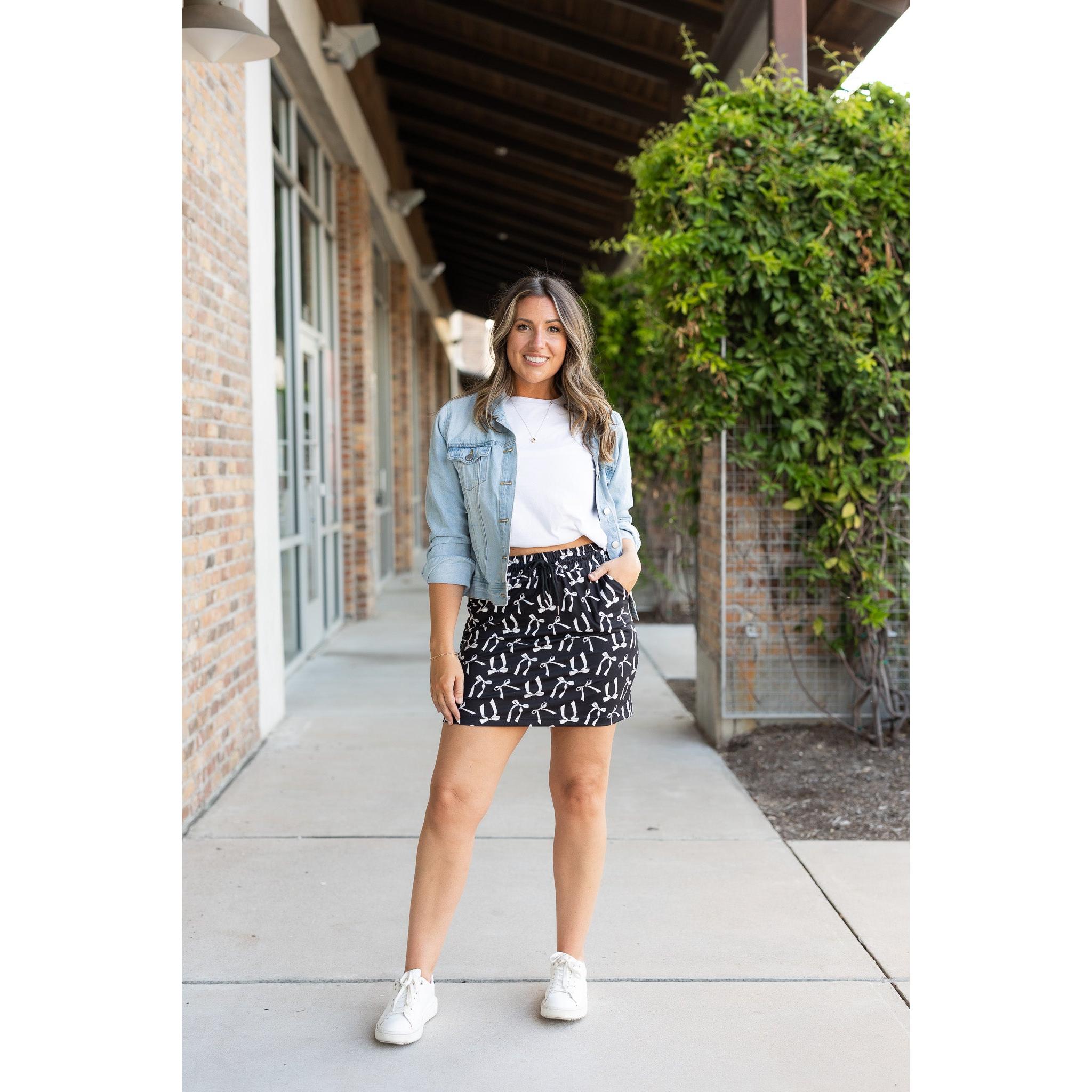 Millie -  White Bow Jogger Skirt
