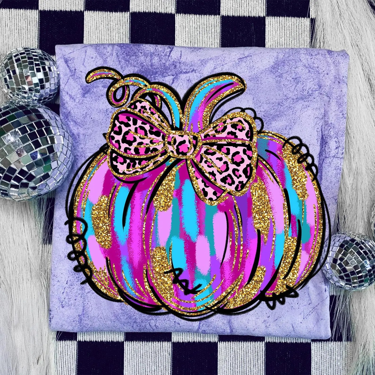 Bright Glitter Pumpkin Graphic Tee