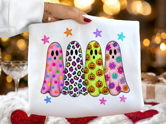Bright Patterned Ghosts Graphic Tee