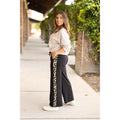 Chelsea - Black Wide Leg with Leopard Panel Loungers