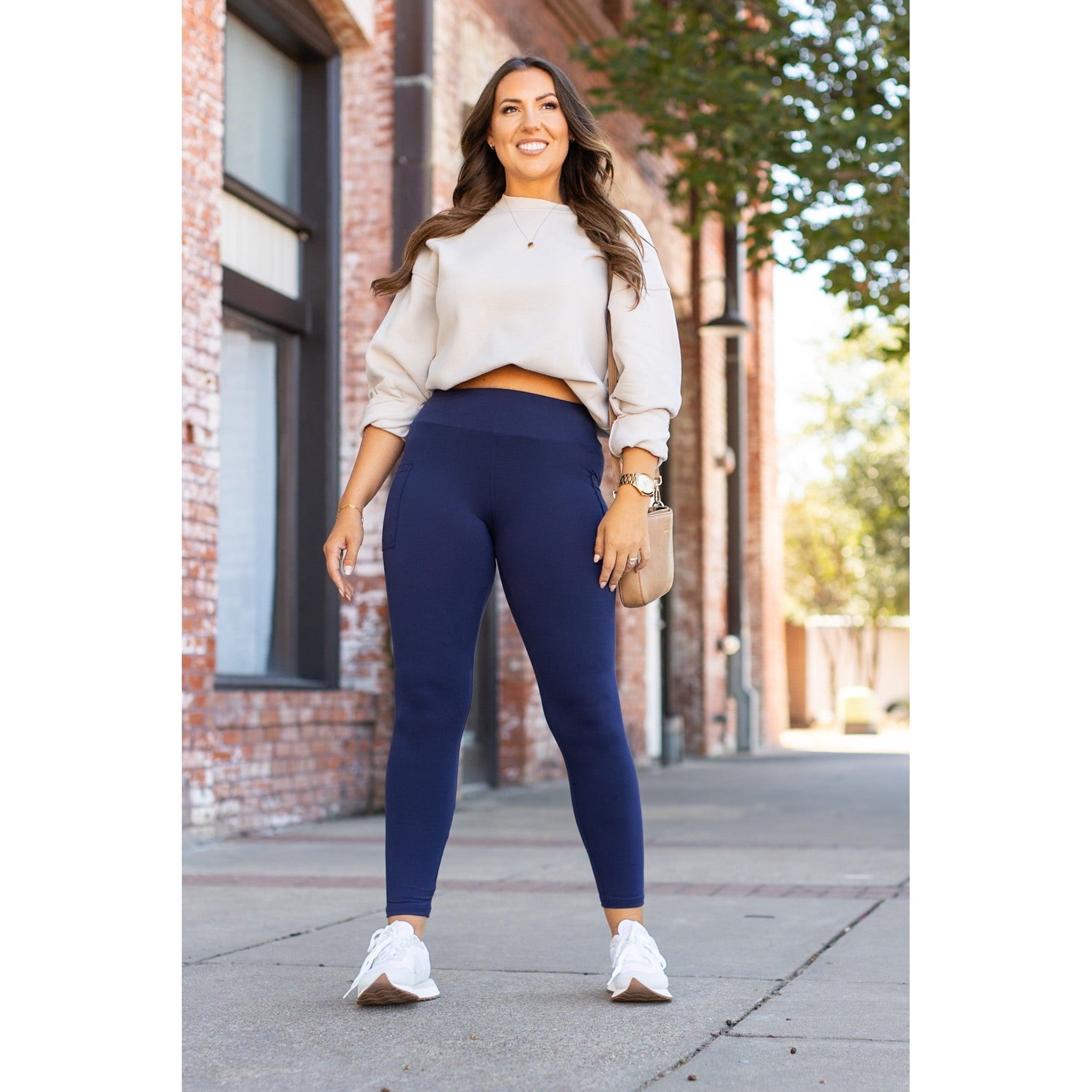 Nyla - Navy Full-Length with Pocket Leggings