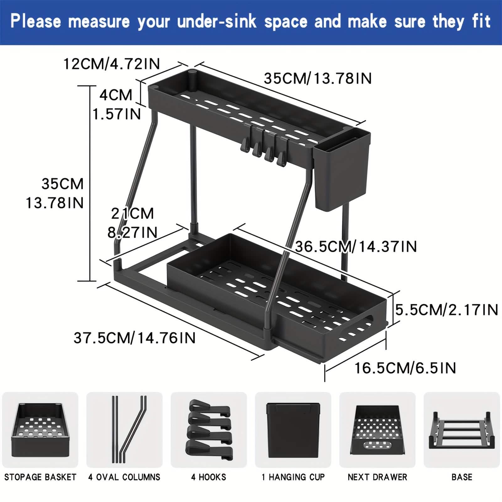 2-Piece Under Sink Organizer with Sliding Shelves – Multi-Purpose Storage Rack