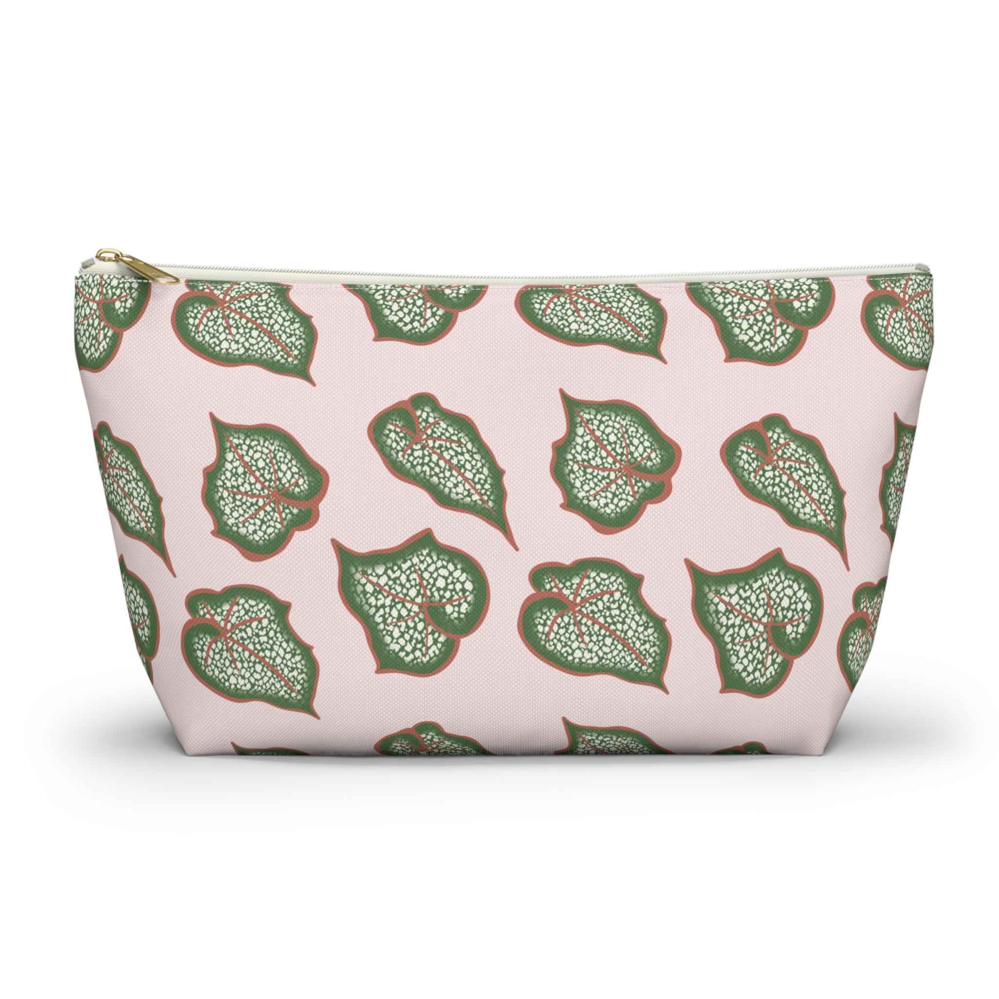 Begonia Pattern Accessory Pouch – Makeup Bag With T-Bottom