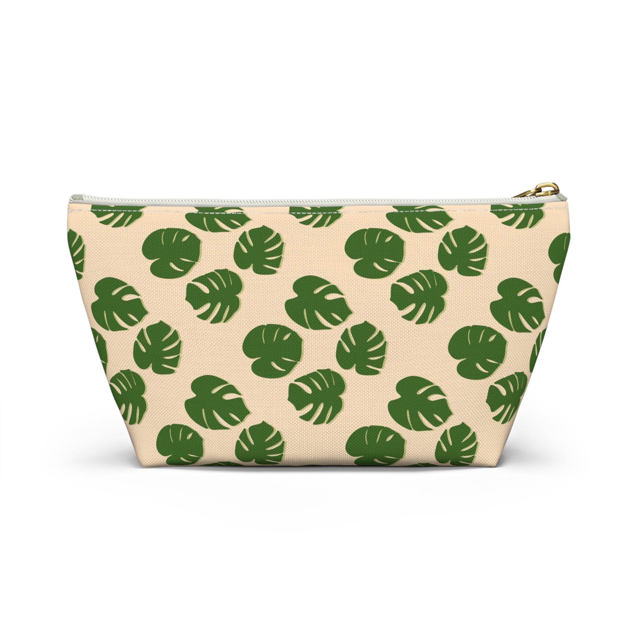 Monstera Pattern Accessory Pouch – Makeup Bag With T-Bottom