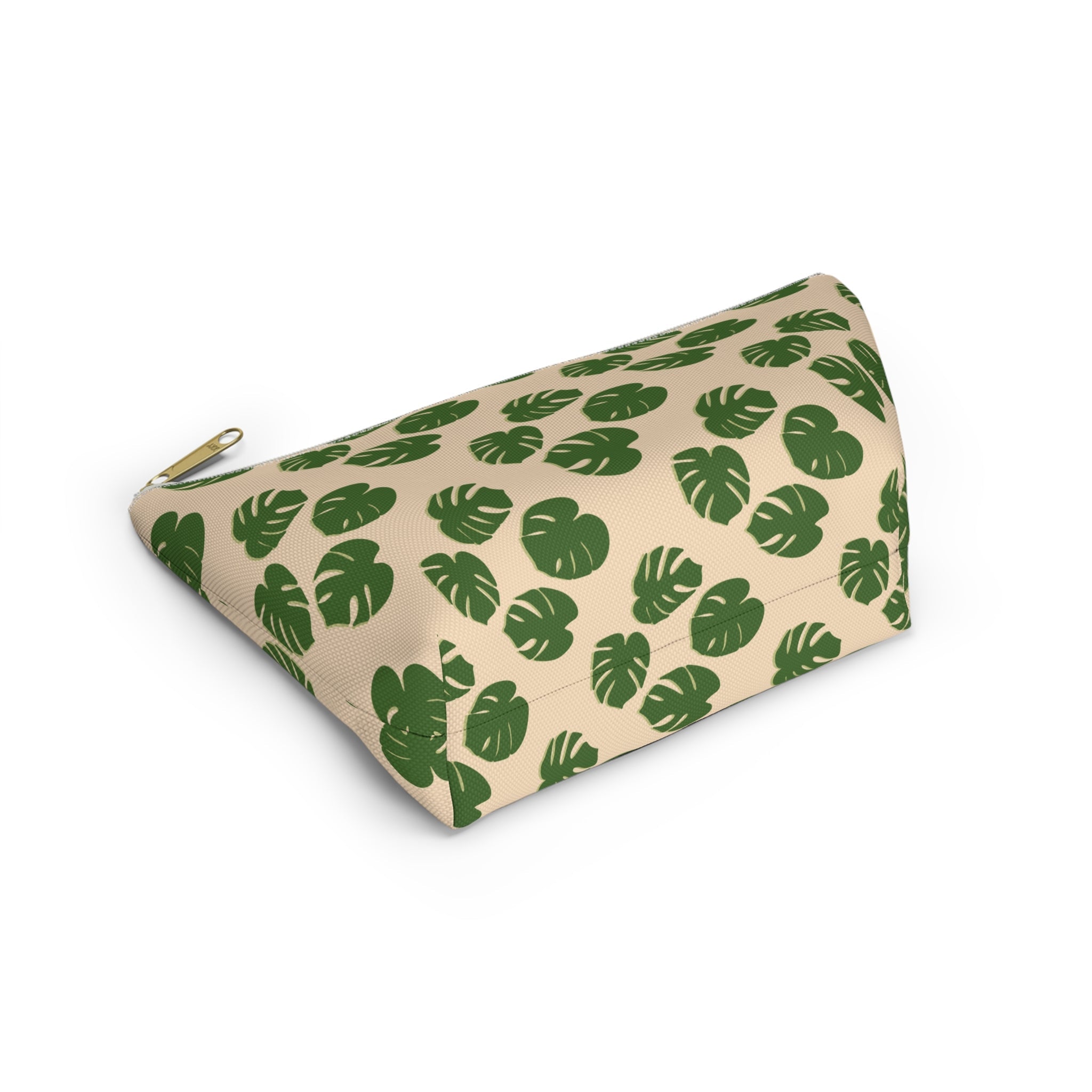 Monstera Pattern Accessory Pouch – Makeup Bag With T-Bottom