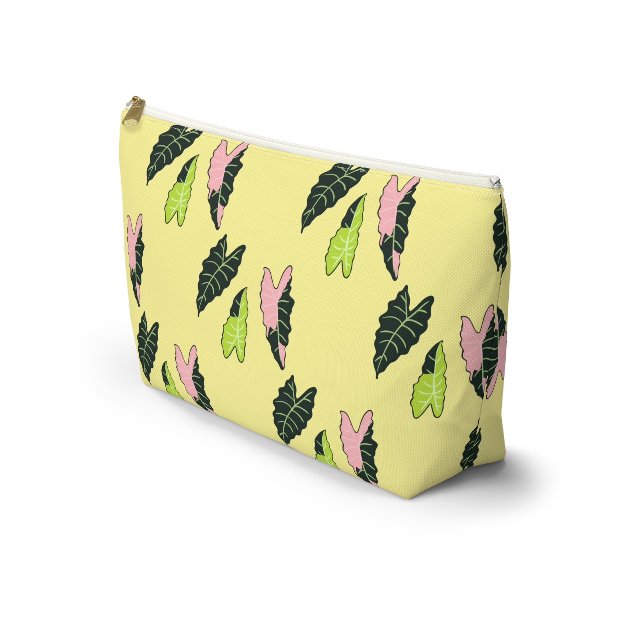 Alocasia Pattern Accessory Pouch – Makeup Bag With T-Bottom