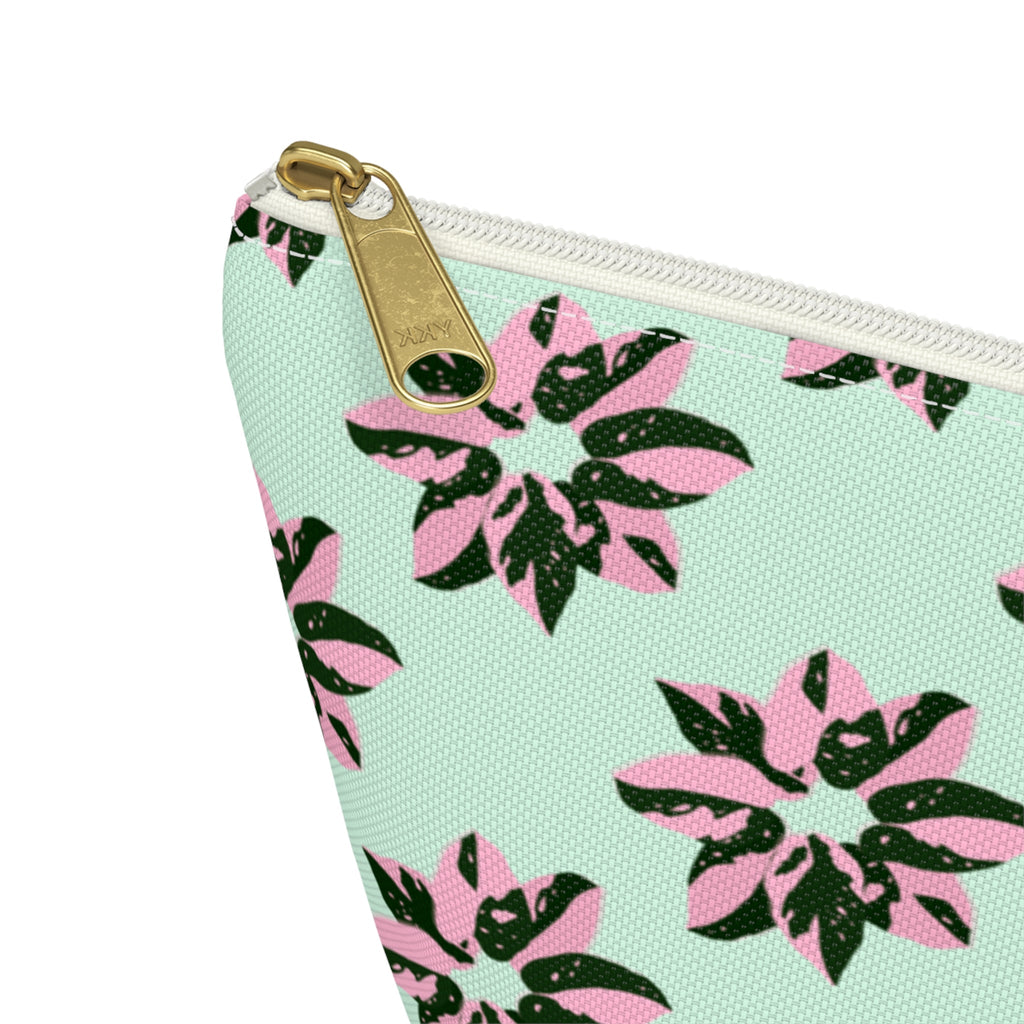 Pink Princess Philodendron Pattern Accessory Pouch – Makeup Bag With T-Bottom