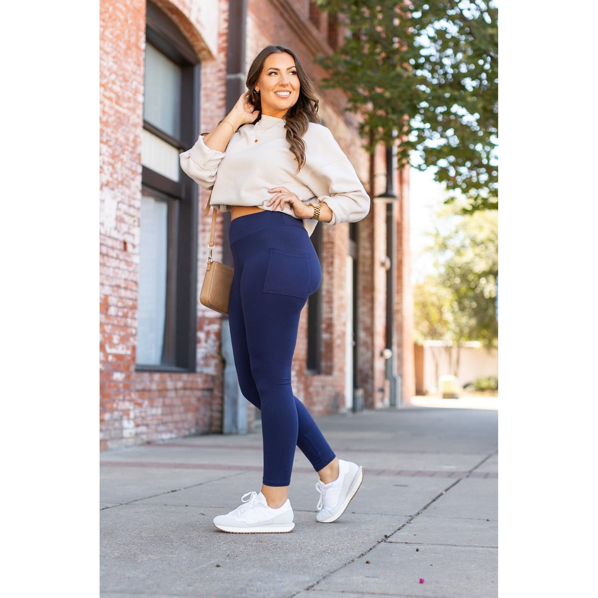 Nyla - Navy Full-Length with Pocket Leggings