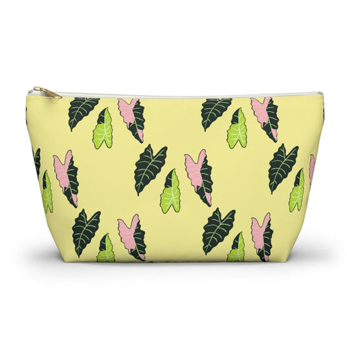 Alocasia Pattern Accessory Pouch – Makeup Bag With T-Bottom