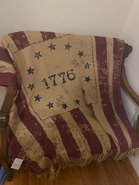 1776 Patriotic Woven Throw Blanket 50x60