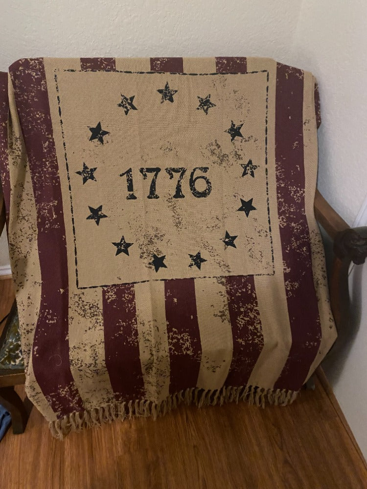 1776 Patriotic Woven Throw Blanket 50x60