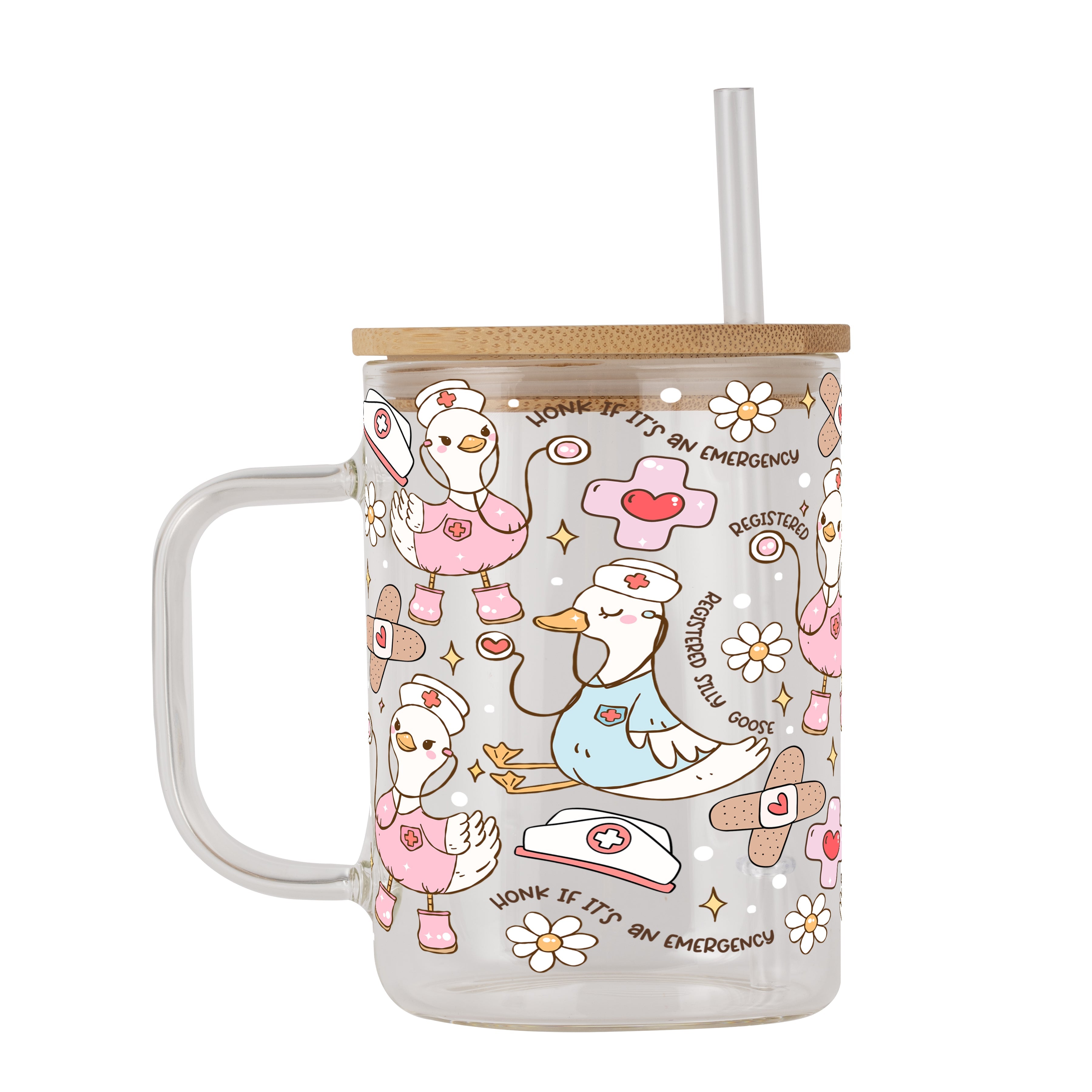 Registered Silly Goose Glass Cup, Mug & Tumbler with Lid and Straw