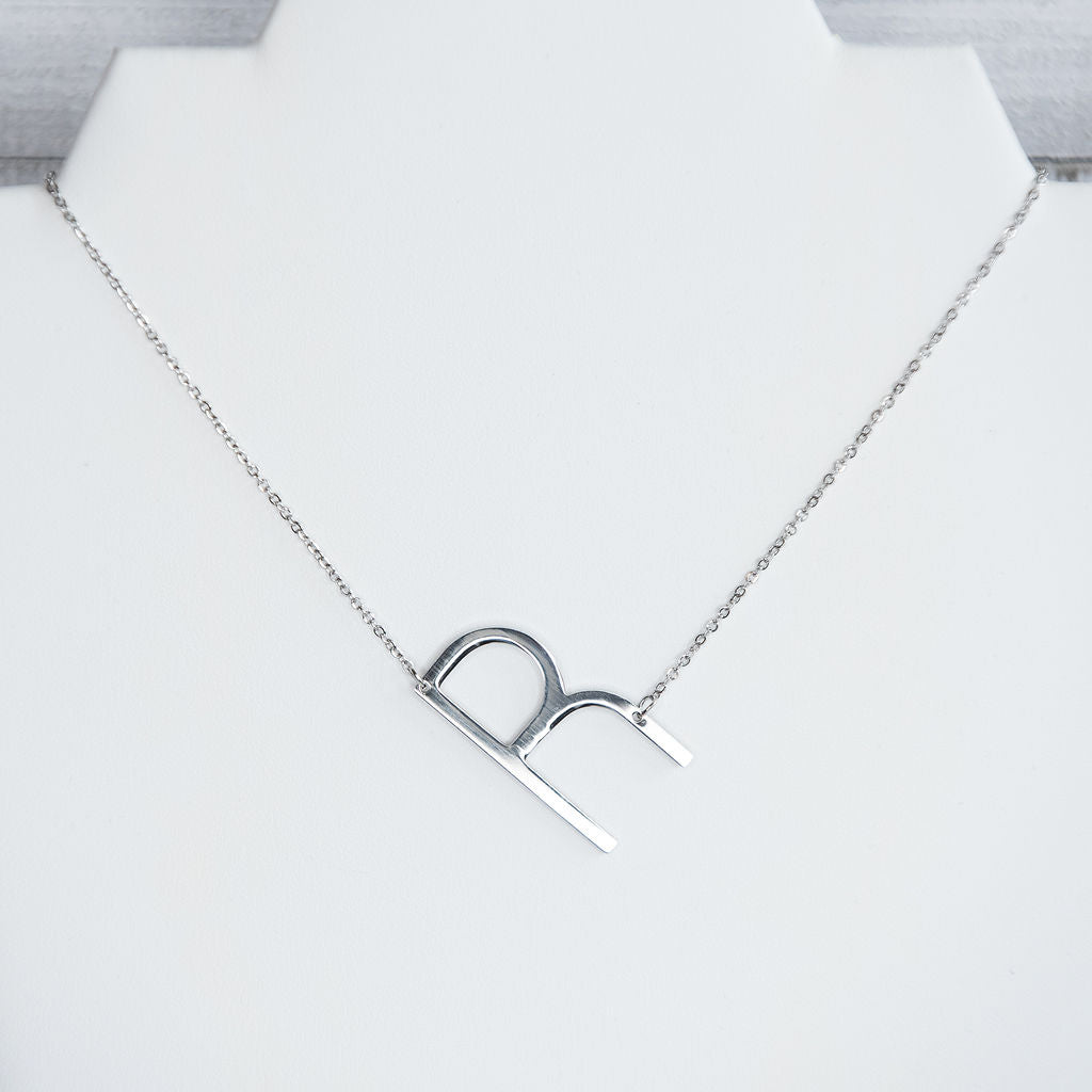 Large Letter / Initial Necklace In Silver
