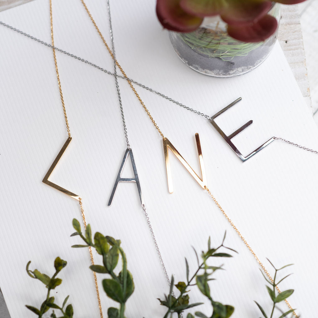 Large Letter / Initial Necklace In Silver