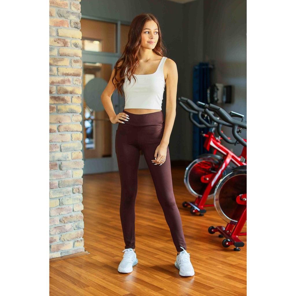 Brady -  Brown FULL LENGTH Leggings with POCKET