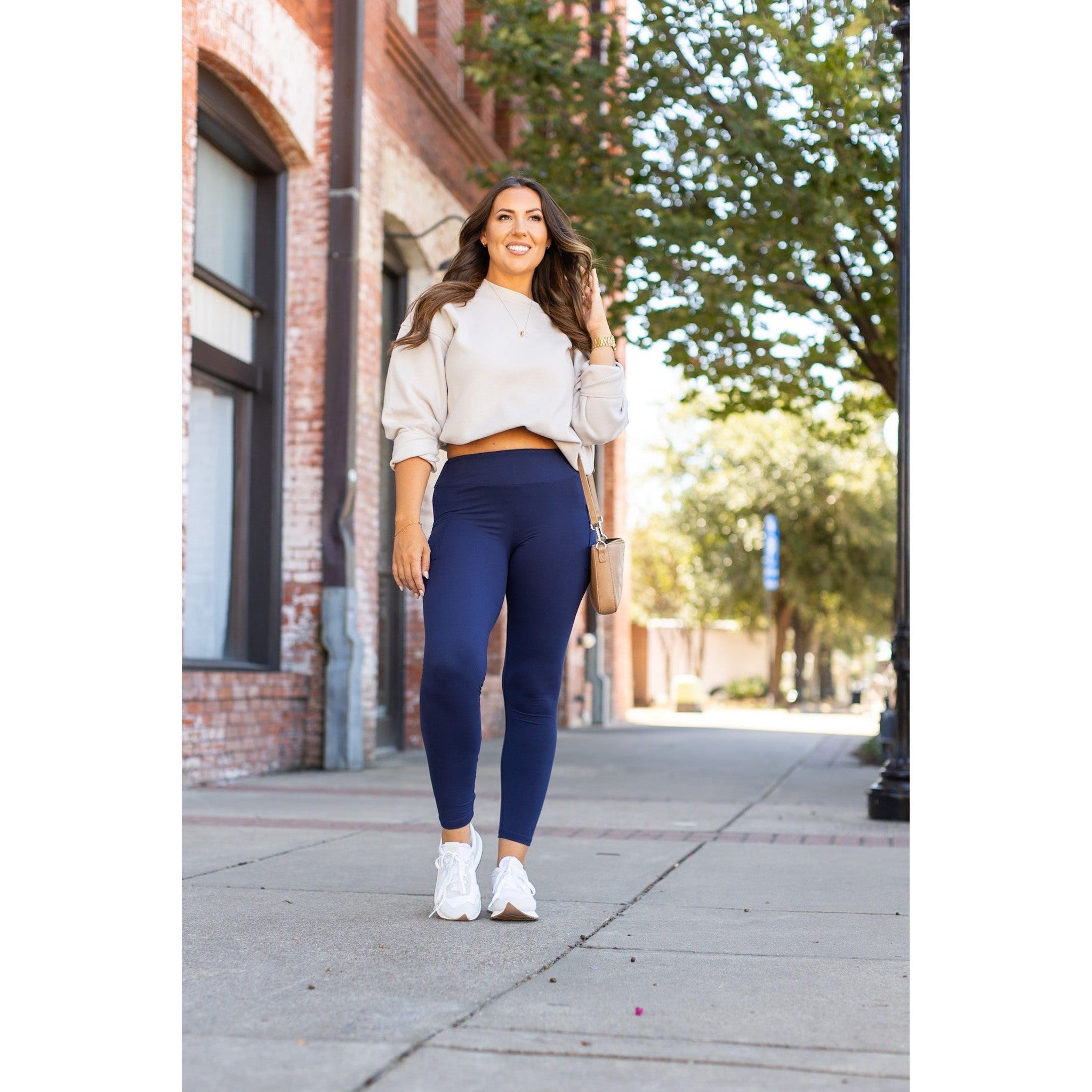 Nyla - Navy Full-Length with Pocket Leggings