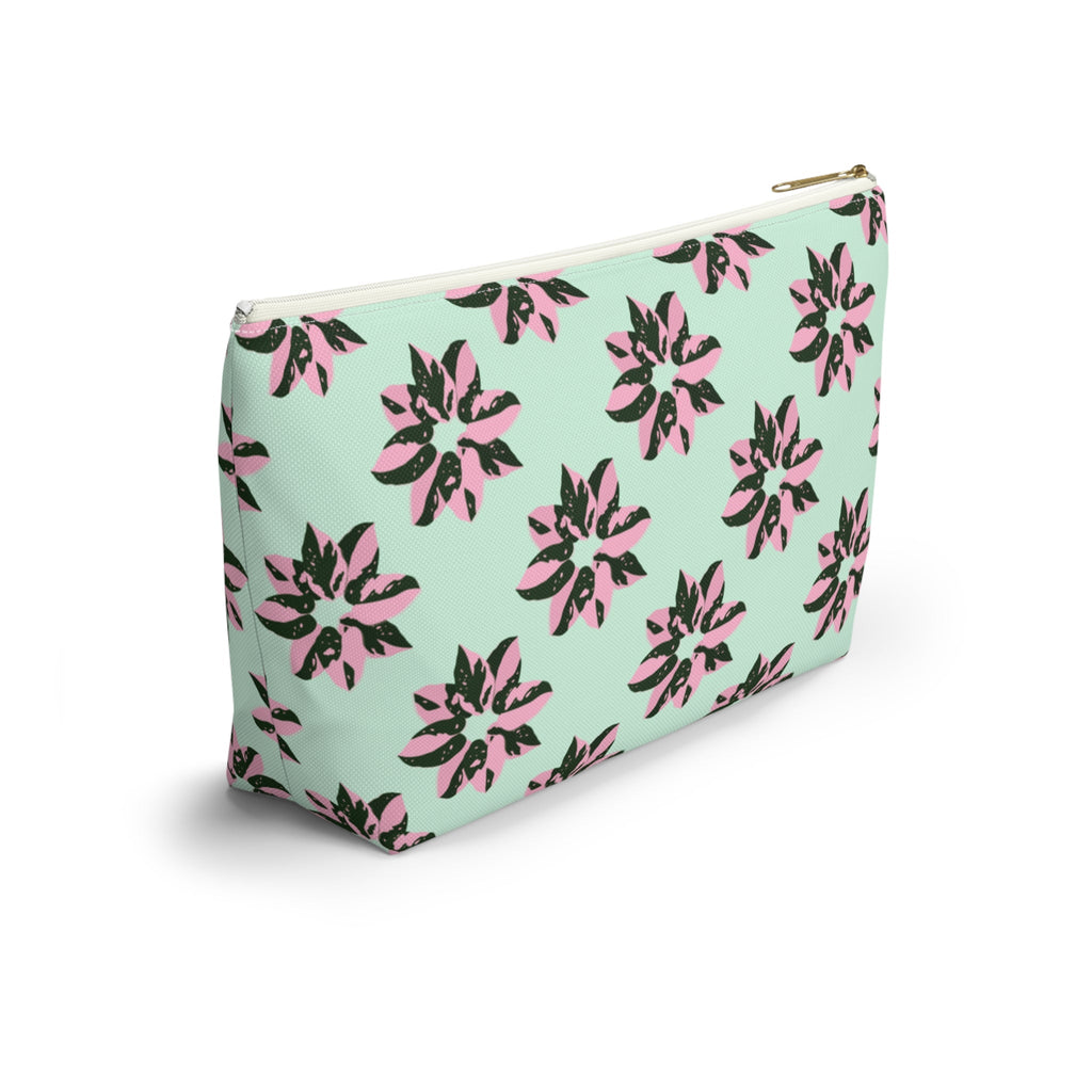 Pink Princess Philodendron Pattern Accessory Pouch – Makeup Bag With T-Bottom