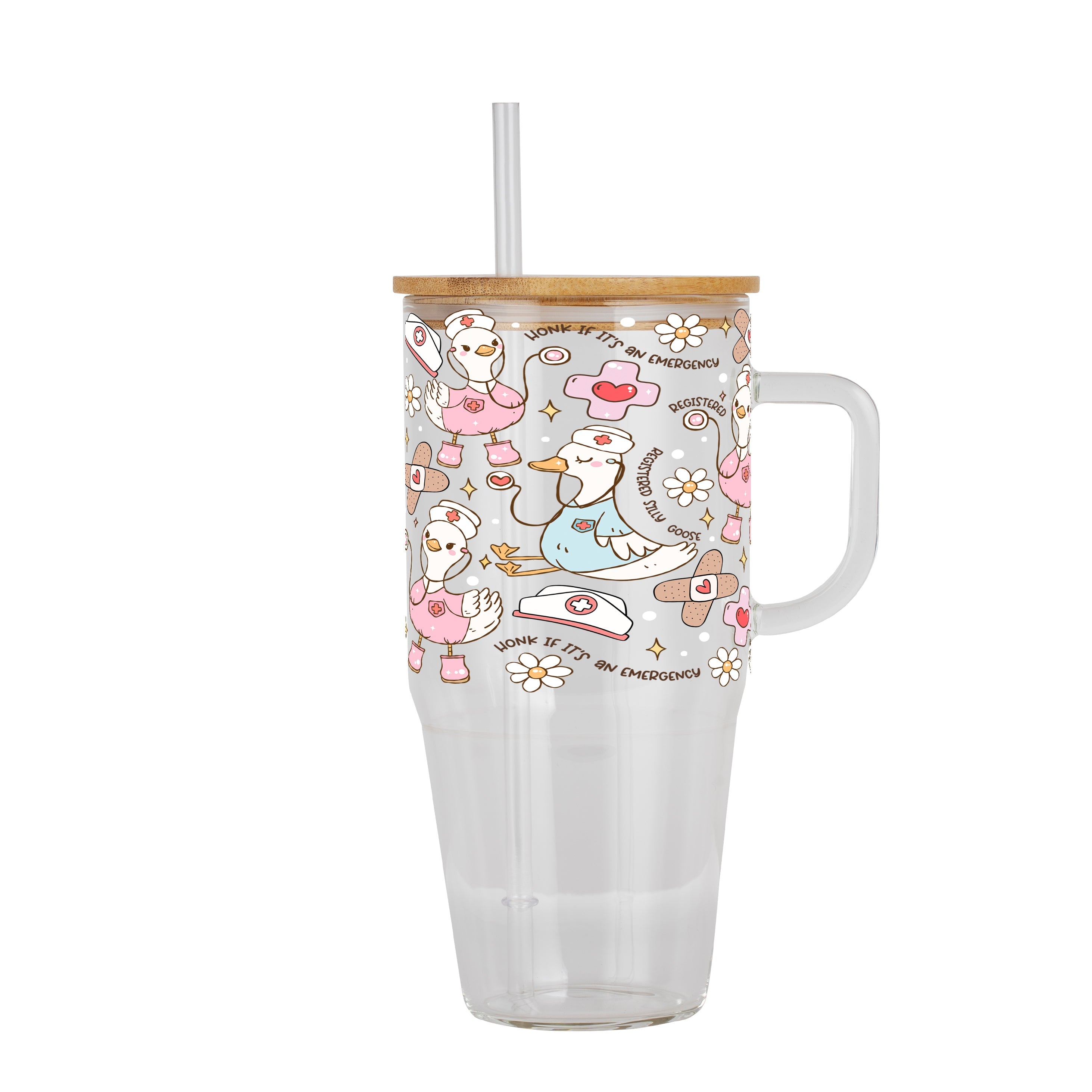 Registered Silly Goose Glass Cup, Mug & Tumbler with Lid and Straw