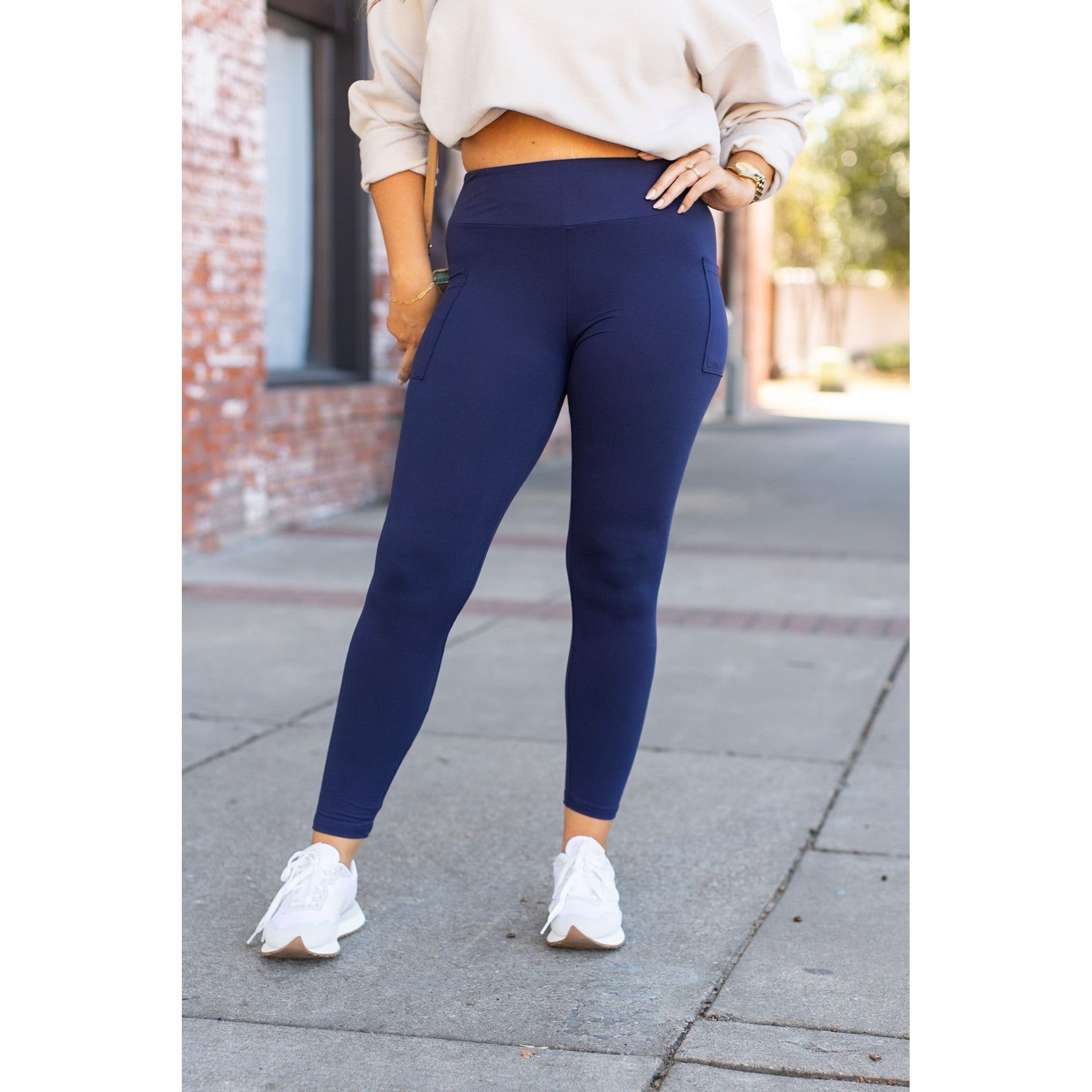 Nyla - Navy Full-Length with Pocket Leggings