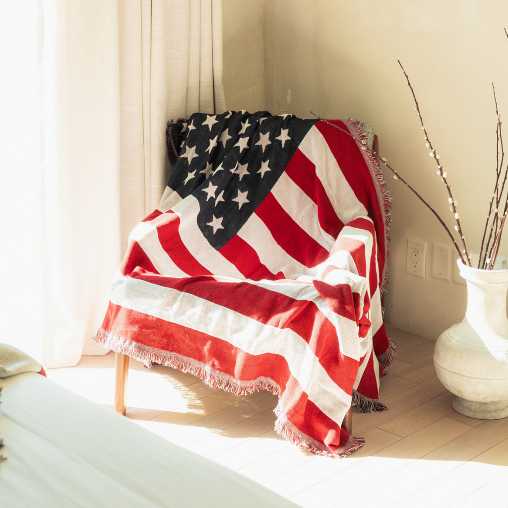 USA Flag Woven Throw Blanket