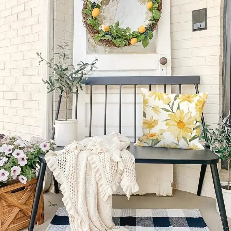 4-Pieces: Summer Flowers Printed Throw Pillow Cover Cushion Pillow Case