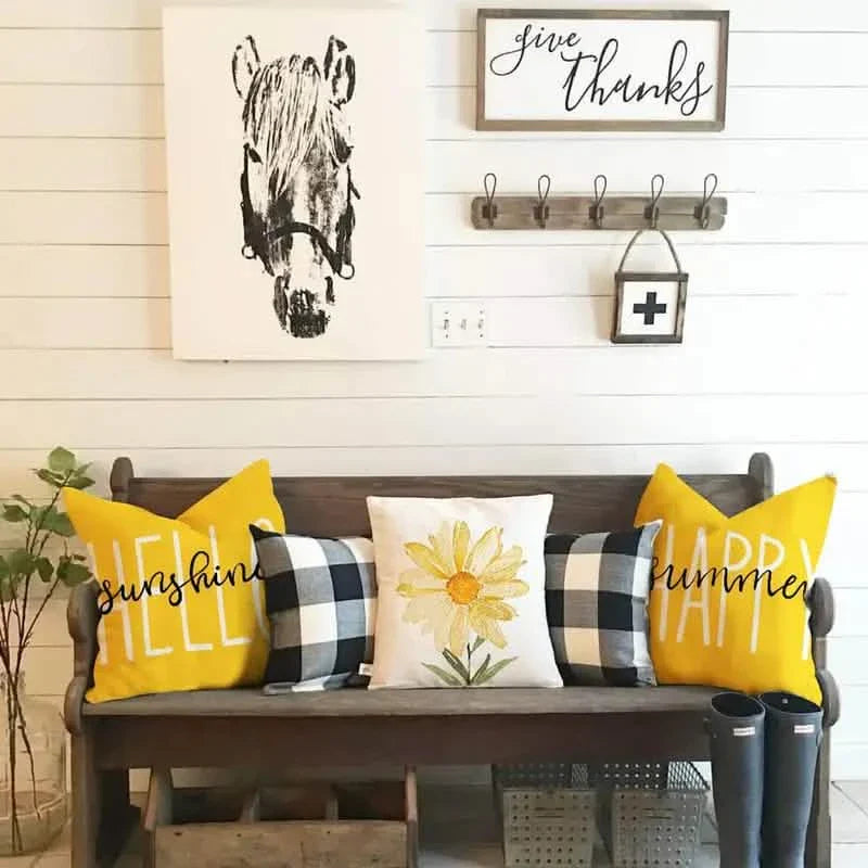 4-Pieces: Summer Flowers Printed Throw Pillow Cover Cushion Pillow Case
