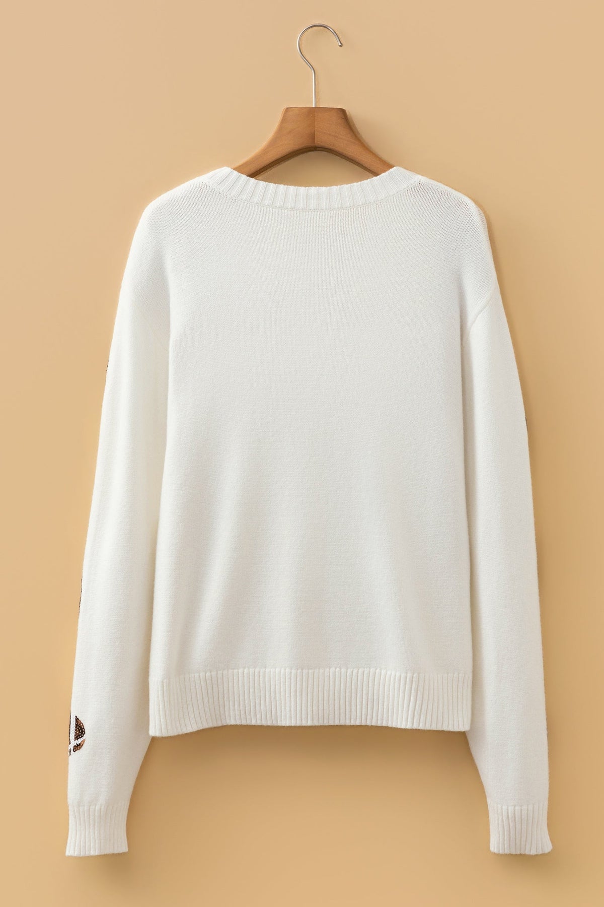 Football Sequin Round Neck Long Sleeve Sweater