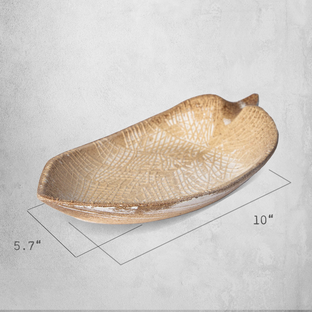 Wood Leaf Shaped Tray — Decorative Serving Platter & Key Bowl for Entryway