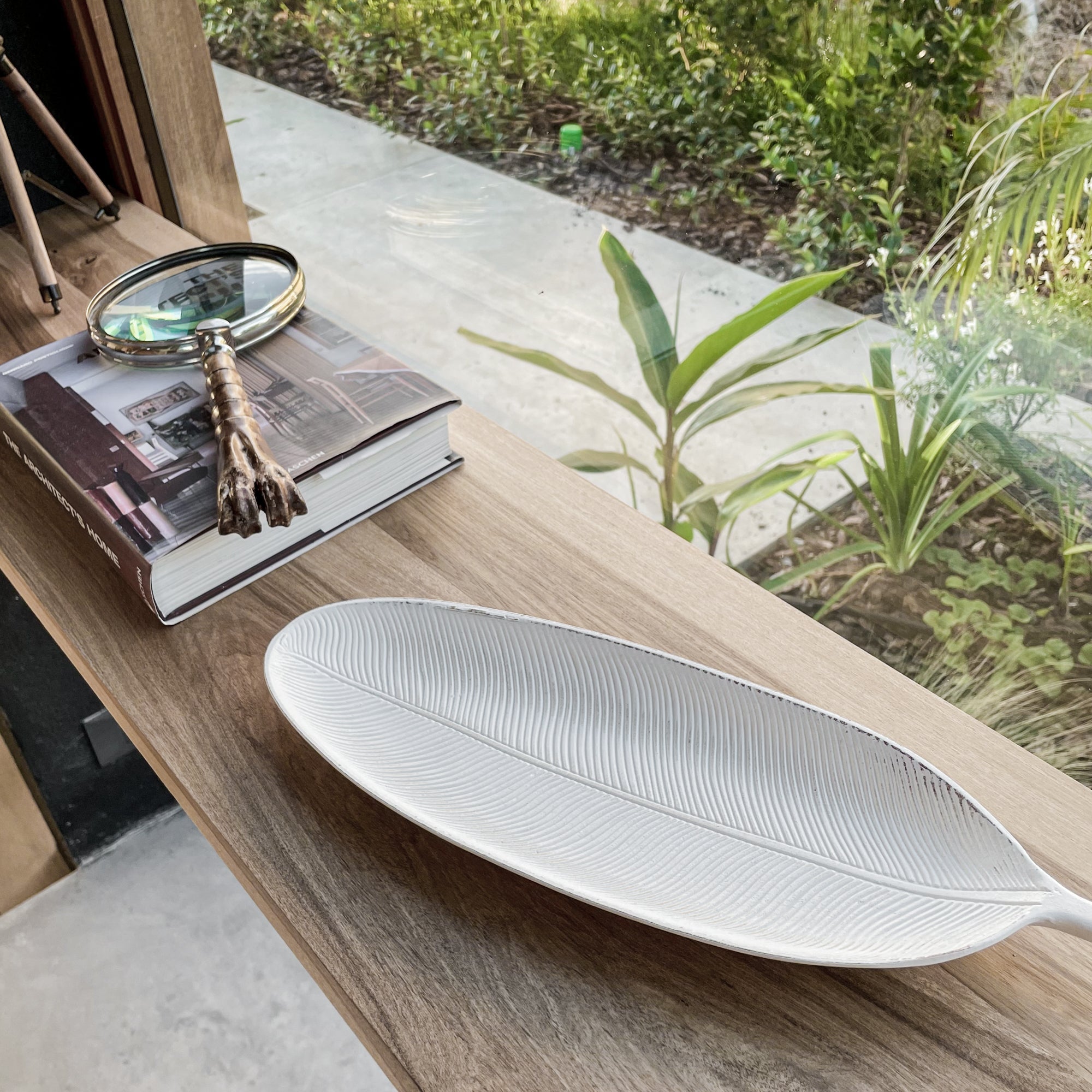 Leaf Design Wood Tray — Elegant Decorative MDF Tray for Home & Events