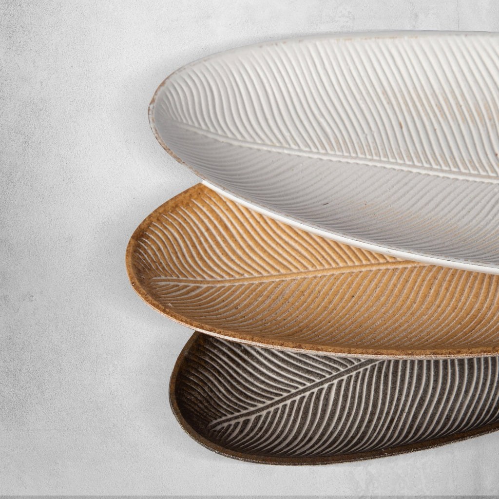 Leaf Design Wood Tray — Elegant Decorative MDF Tray for Home & Events