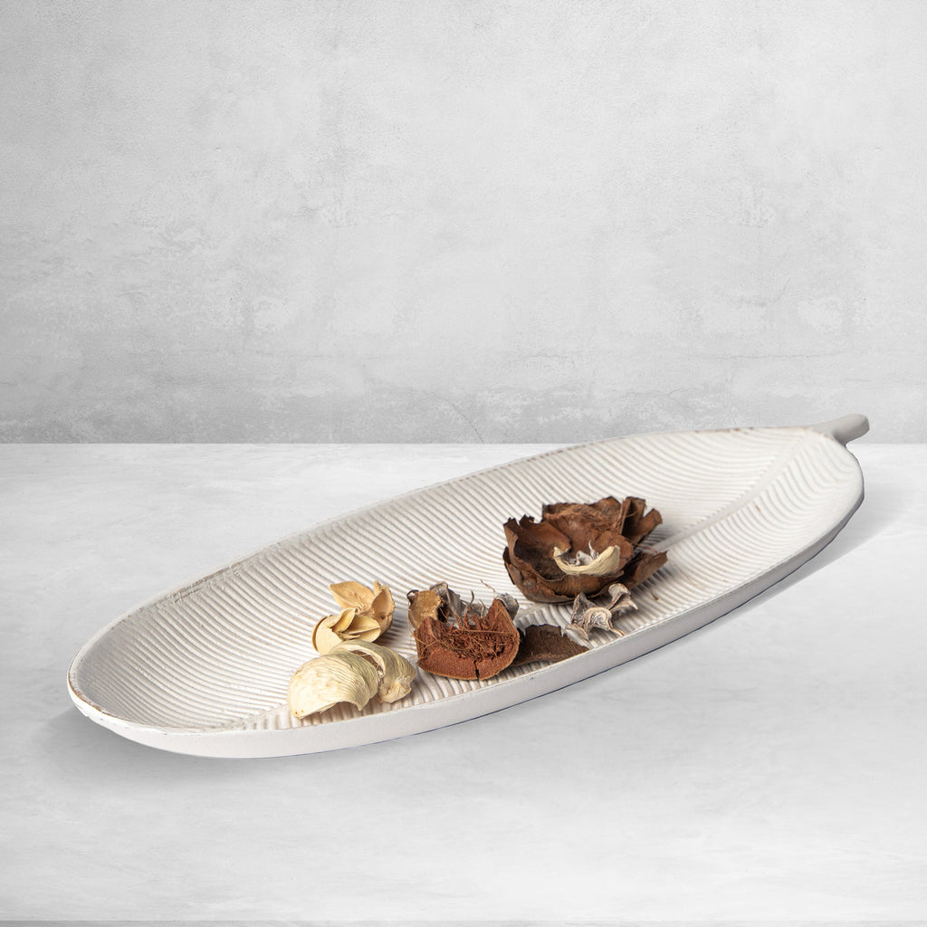Leaf Design Wood Tray — Elegant Decorative MDF Tray for Home & Events