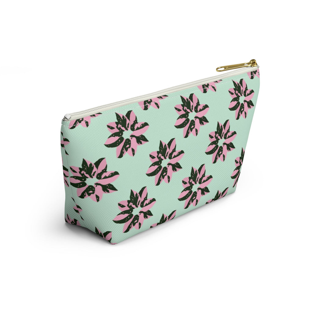 Pink Princess Philodendron Pattern Accessory Pouch – Makeup Bag With T-Bottom