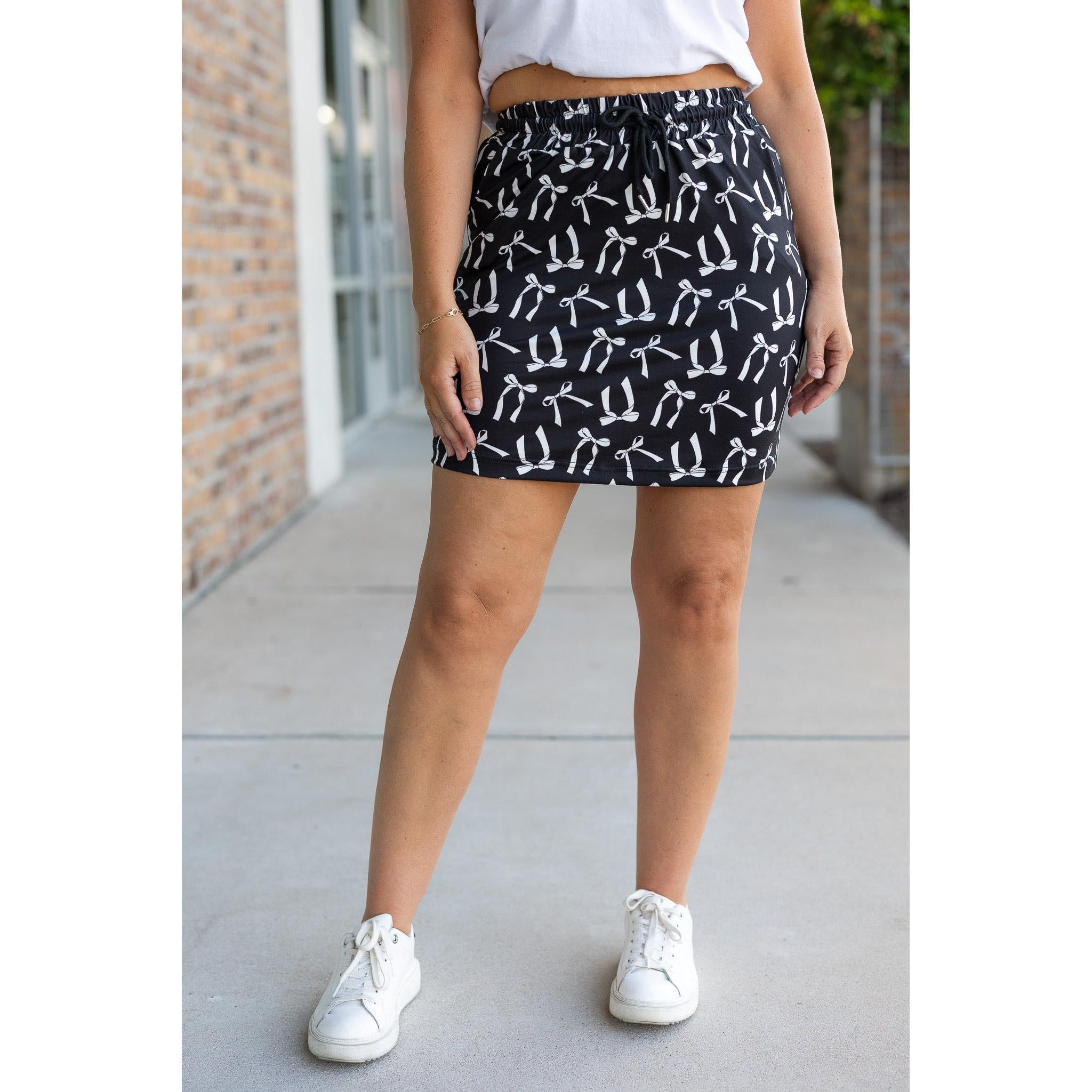 Millie -  White Bow Jogger Skirt
