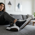 Women’s Black High-Top Sneakers – Political Parody Statement Shoes