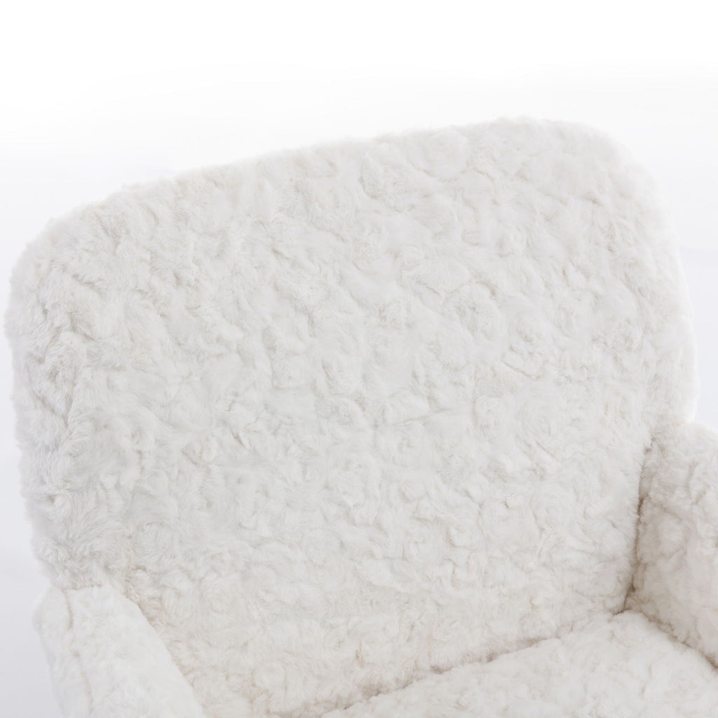 Office Chair, Artificial Rabbit Hair Home Office Chair With Metal Base, Adjustable Desk Chair Swivel Office Chair, Vanity Chair
