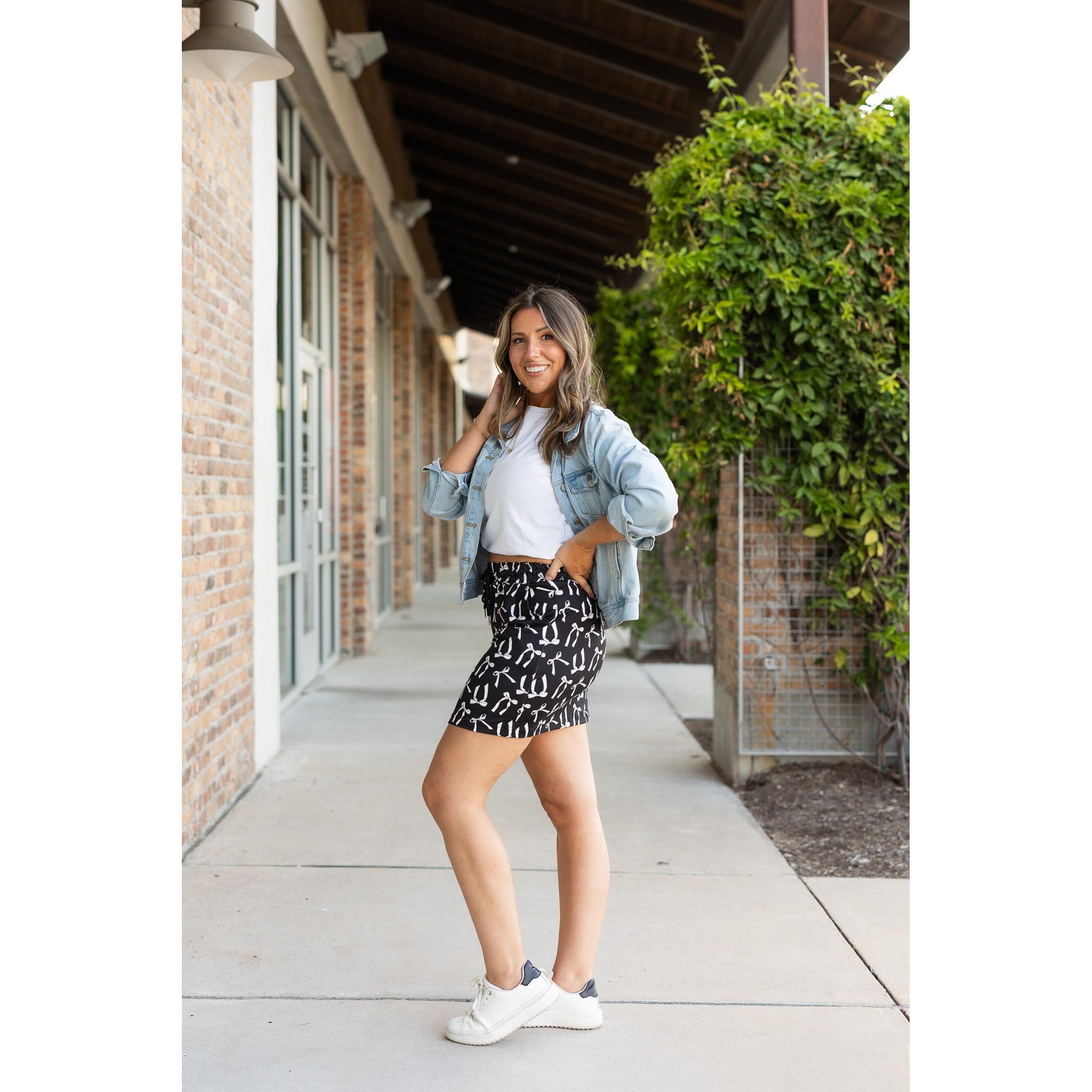 Millie -  White Bow Jogger Skirt
