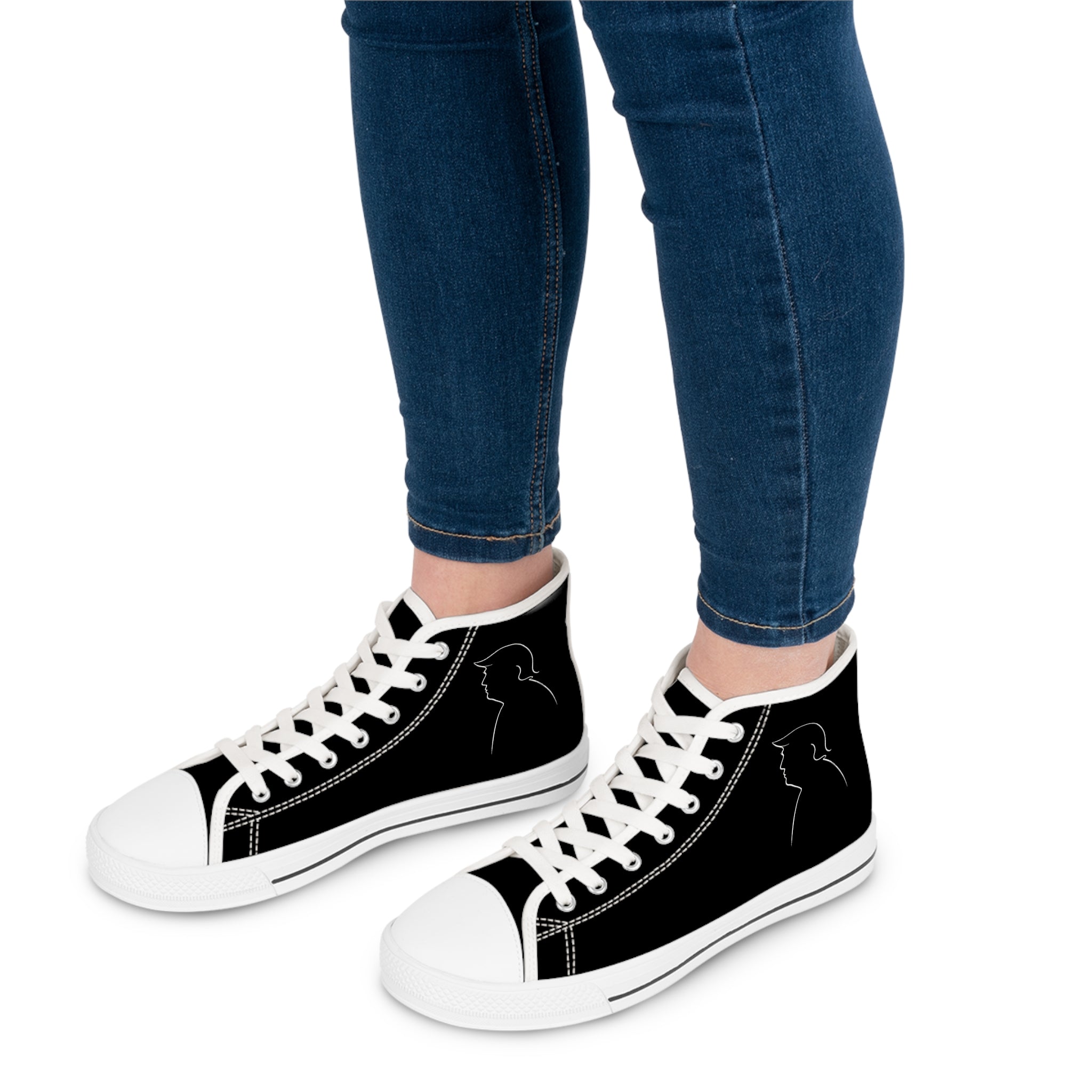 Women’s Black High-Top Sneakers – Political Parody Statement Shoes