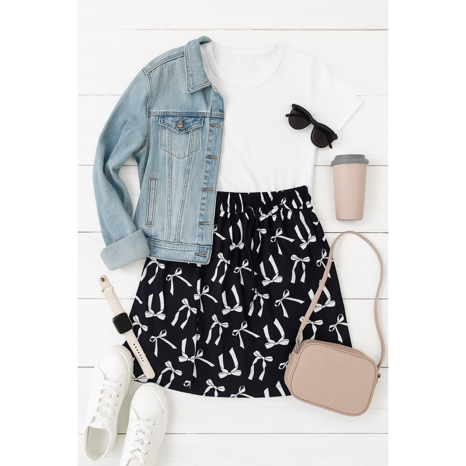 Millie -  White Bow Jogger Skirt