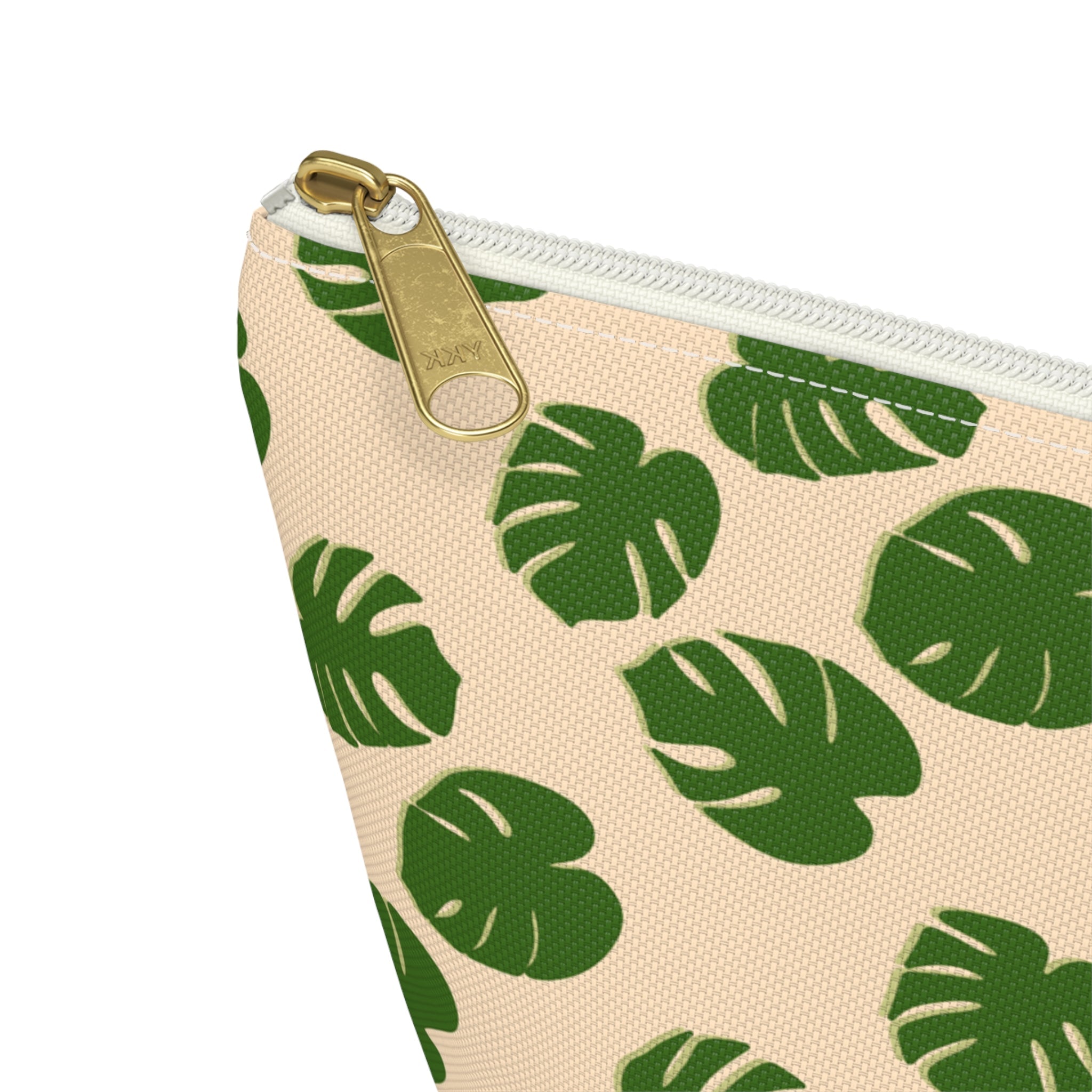 Monstera Pattern Accessory Pouch – Makeup Bag With T-Bottom