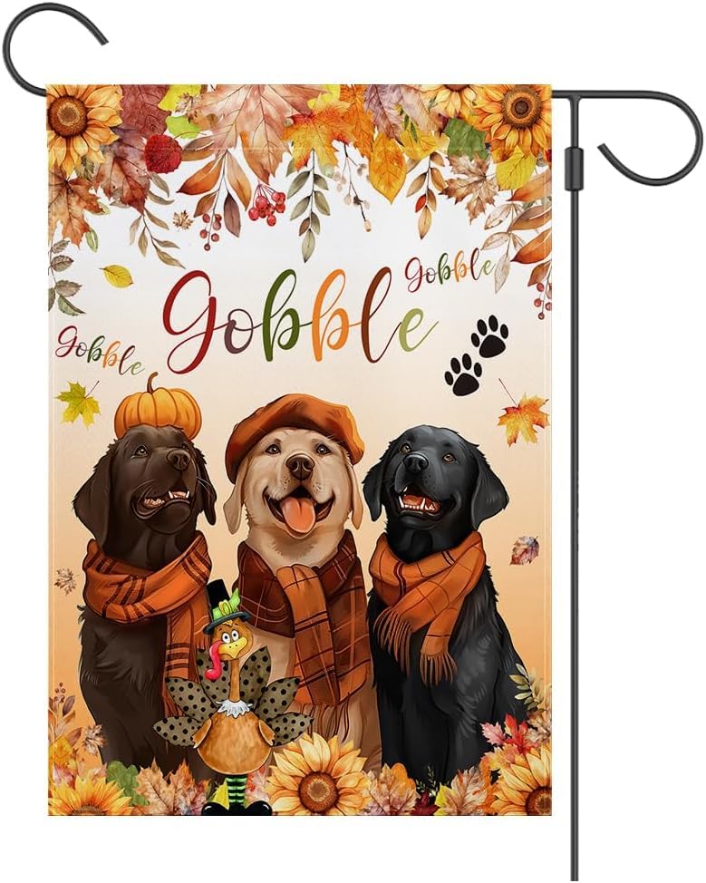 MEHOFOND Fall Happy Thanksgiving Garden Flag Double Sided 12x18in