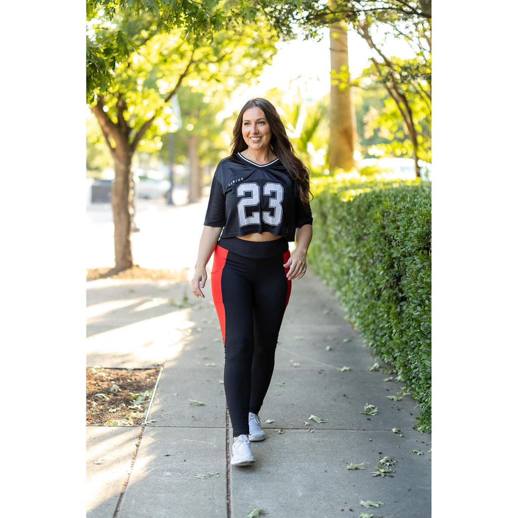 Roxie - Red Panel Full Length Leggings