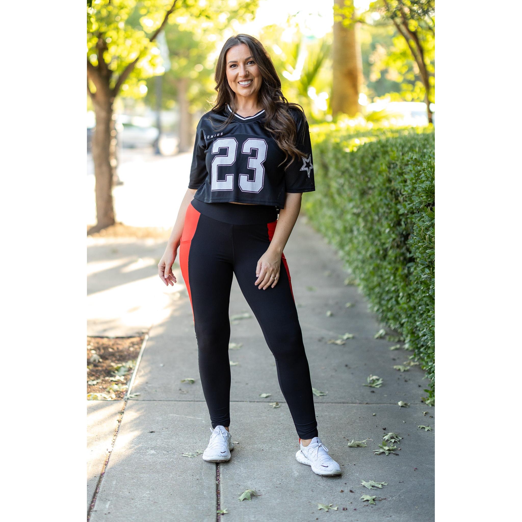 Roxie - Red Panel Full Length Leggings
