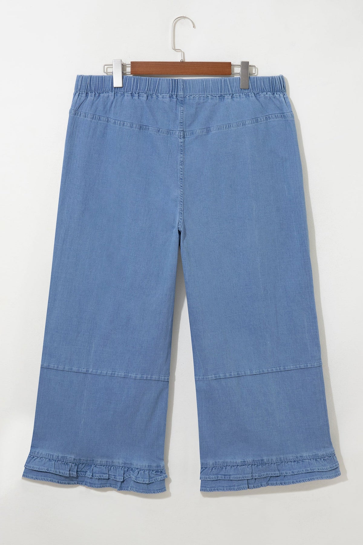 Plus Size Denim Ruffle Hem Wide Leg Jeans