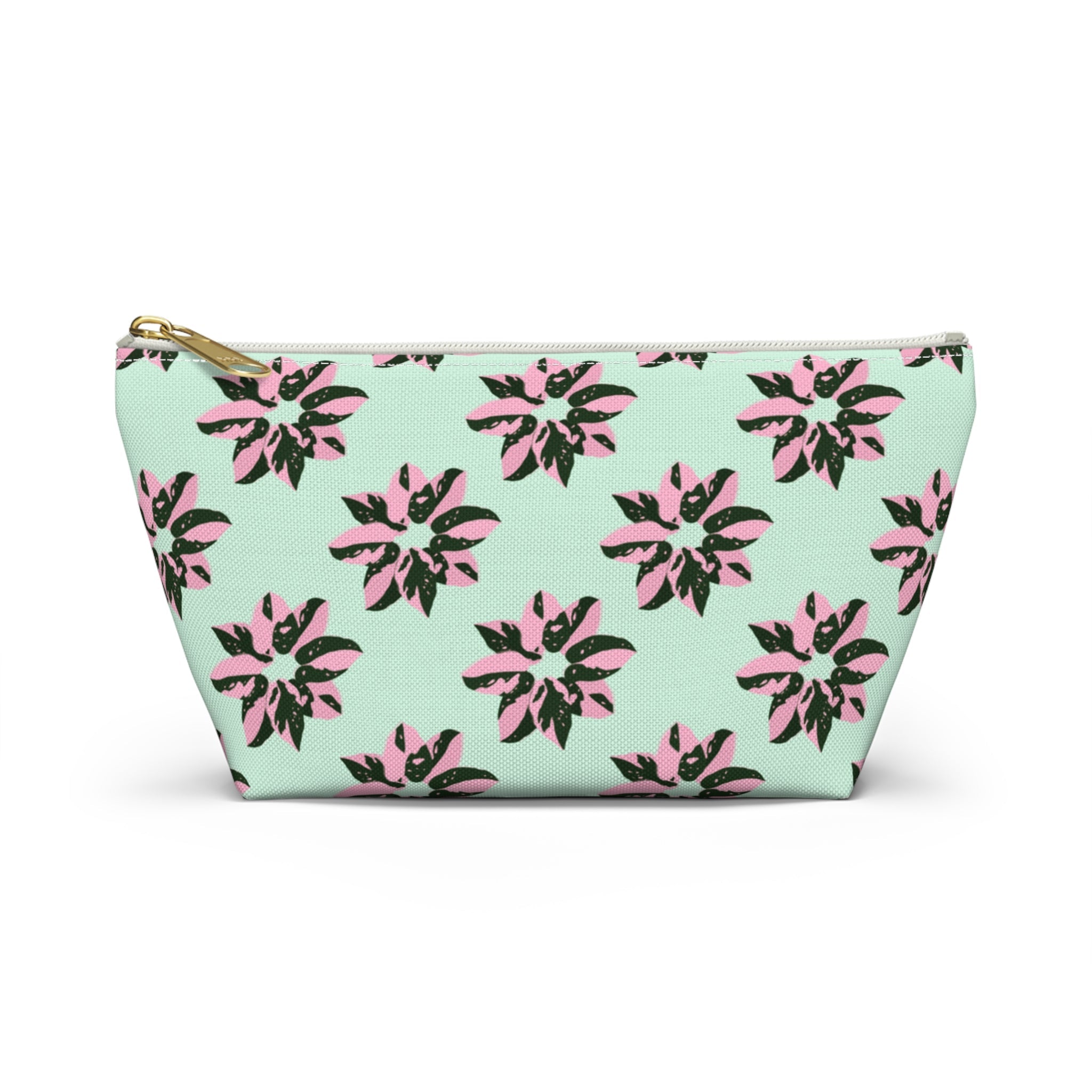 Pink Princess Philodendron Pattern Accessory Pouch – Makeup Bag With T-Bottom