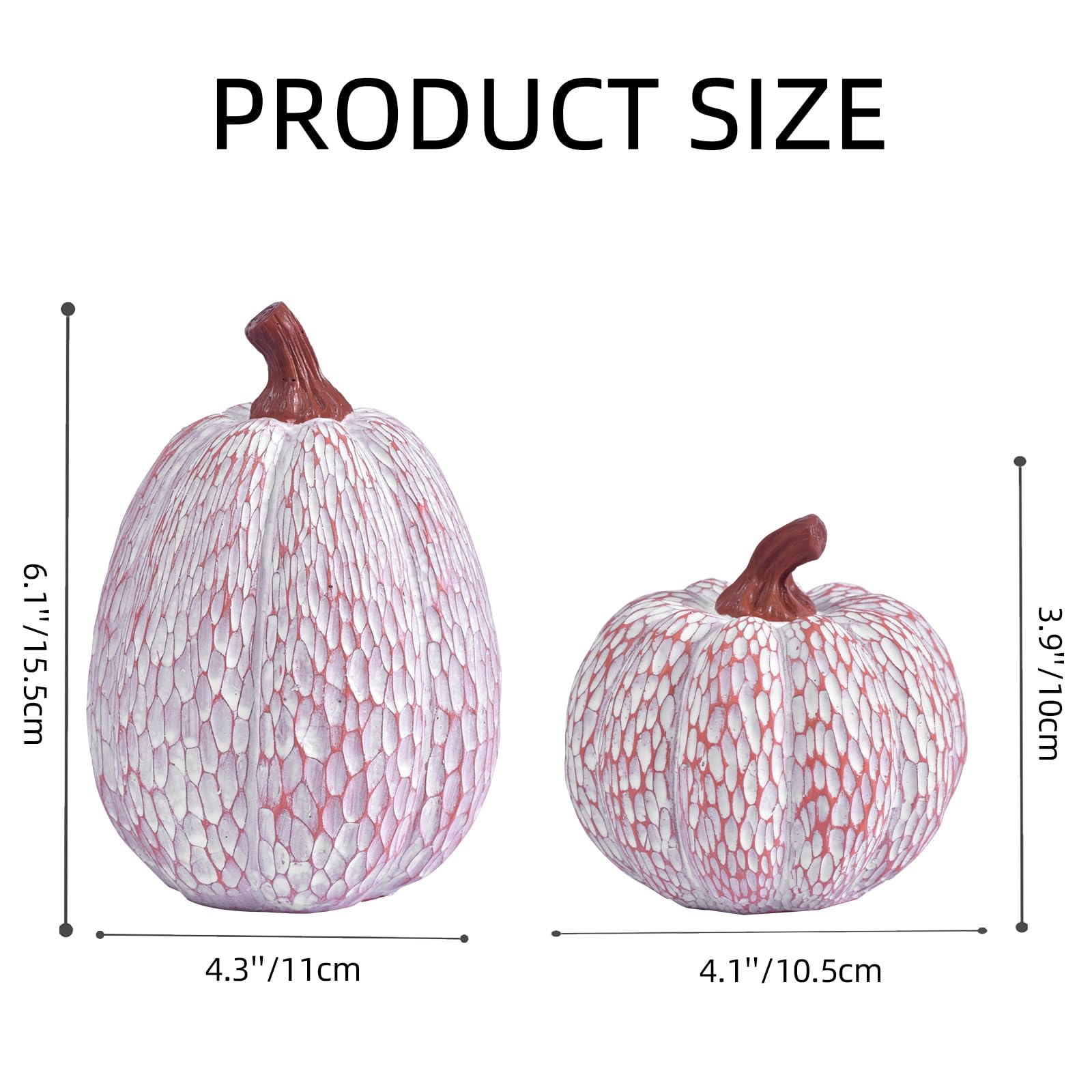 Ovootok Resin Pumpkins Fall Decorations White 2PCS Thanksgiving Decor