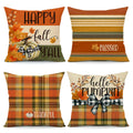 4TH Emotion Fall Pillow Covers 18x18 White Pumpkin Check Set of 4