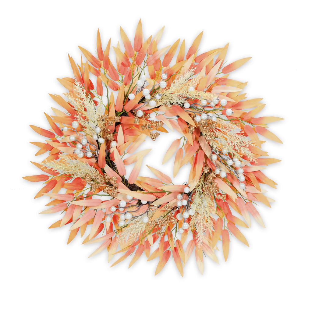 OEOPIUR Fall Wreath Front Door Decor Large Orange Autumn Leaves Indoor Outdoor